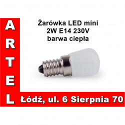 Żarówka mała LED 2W E14 230V do lodówki, lampki