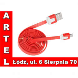 Przewód USB - micro USB płaski czerwony 1m GSM0454